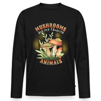 Forest mushrooms, mushrooms, funny saying - Men's Premium Organic Long Sleeve Shirt - black - Front - Nico (187cm)