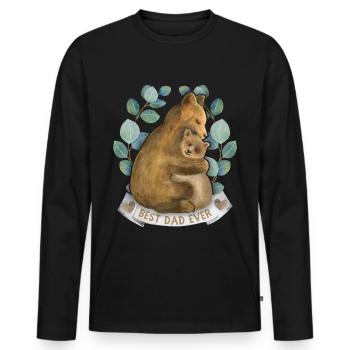 Dad-Daddy Papa-Daddy Saying with Papa-Bear Best-Dad - Men's Premium Organic Long Sleeve Shirt - black - Front - Nico (187cm)