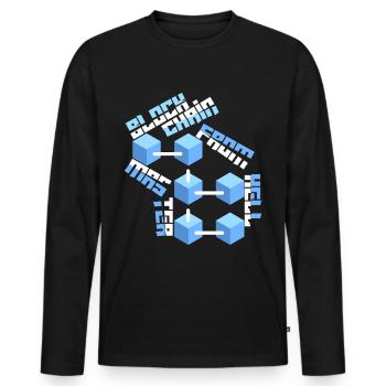 Blockchain-Master Block Chain lustiger Spruch - Männer Premium Bio Langarmshirt - Schwarz - Vorne - Nico (187cm)