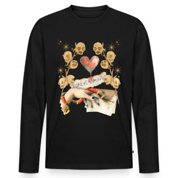 Gothique Crâne Gothique-Saint-Valentin, Saint-Valentin - T-shirt manches longues Premium bio Homme - noir - Devant - Nico (187cm)