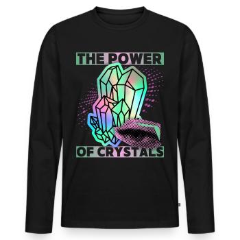 Crystals, Magic Crystals Saying Crystal-Power - Men's Premium Organic Long Sleeve Shirt - black - Front - Nico (187cm)