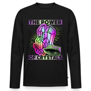 Crystals, Magic Crystals Saying Crystal-Power - Men's Premium Organic Long Sleeve Shirt - black - Front - Nico (187cm)