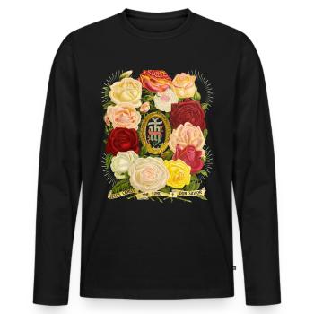 IHS Jesus Jesus Christus vintage-Rosenmotiv Spruch - Männer Premium Bio Langarmshirt - Schwarz - Vorne - Nico (187cm)