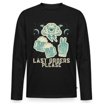 Bière, drôle de dicton, commandez deux bières dans le pub - T-shirt manches longues Premium bio Homme - noir - Devant - Nico (187cm)