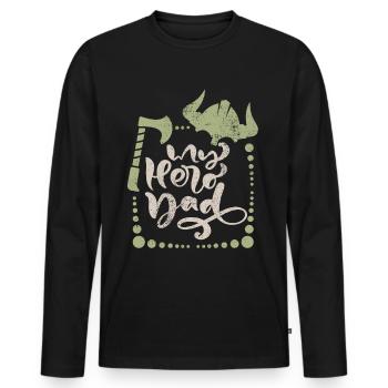 Wikinger Vatertag Spruch mit Wikinger-Helm und Axt - Männer Premium Bio Langarmshirt - Schwarz - Vorne - Nico (187cm)