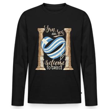 Greece, Sun and Sea Ancient Ruins - Men's Premium Organic Long Sleeve Shirt - black - Front - Nico (187cm)