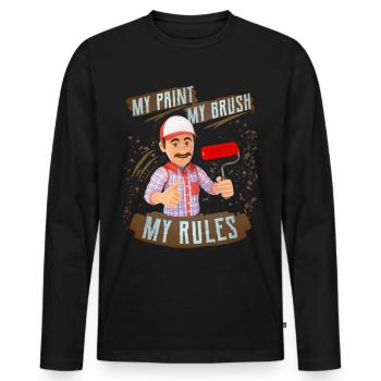 Peintre, maître peintre, peintre drôle de dicton - T-shirt manches longues Premium bio Homme - noir - Devant - Nico (187cm)