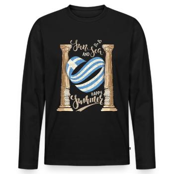 Soleil et Mer Grèce Vacances Ruines antiques - T-shirt manches longues Premium bio Homme - noir - Devant - Nico (187cm)