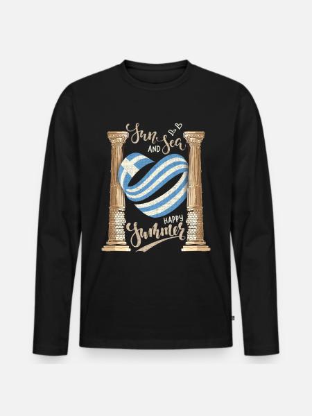 Sun and Sea Greece Holiday Ancient Ruins - Men's Premium Organic Long Sleeve Shirt - black