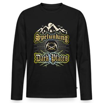 Dire pour les spéléologues, spéléologie, - T-shirt manches longues Premium bio Homme - noir - Devant - Nico (187cm)