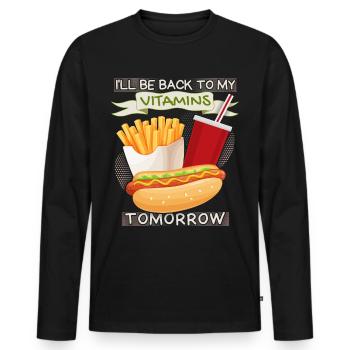 Junk-Food, Fast Food, Hotdog lustiger Spruch - Männer Premium Bio Langarmshirt - Schwarz - Vorne - Nico (187cm)