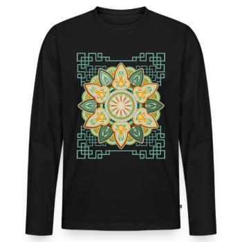 Vintage Mandala Design 3D Mandala - Men's Premium Organic Long Sleeve Shirt - black - Front - Nico (187cm)