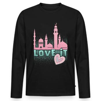Islamic faith, mosque slogan, Ramadan - Men's Premium Organic Long Sleeve Shirt - black - Front - Nico (187cm)