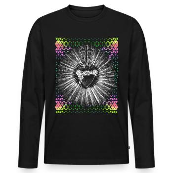 Christian, Jesus Christ, Bleeding Heart - Men's Premium Organic Long Sleeve Shirt - black - Front - Nico (187cm)