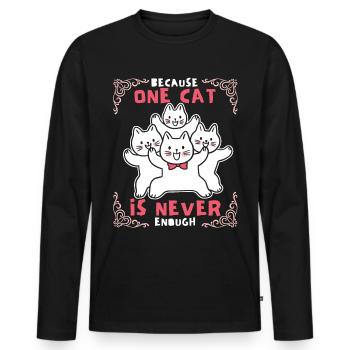 Chat, drôle de dicton, beaucoup de chats, maman chat - T-shirt manches longues Premium bio Homme - noir - Devant - Nico (187cm)