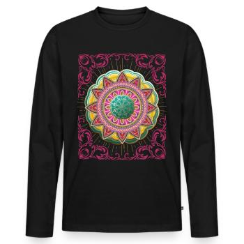 Arabesque, Mandala Design, 3D Mandala - Men's Premium Organic Long Sleeve Shirt - black - Front - Nico (187cm)