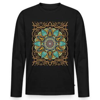 Mandala Design, 3D Mandala, Vintage Arabesque - Men's Premium Organic Long Sleeve Shirt - black - Front - Nico (187cm)