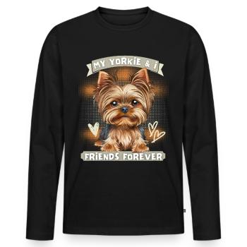 Yorkshire Terrier, Yorkie, drôle de dicton - T-shirt manches longues Premium bio Homme - noir - Devant - Nico (187cm)