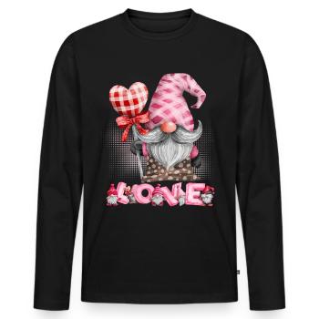 Saint-Valentin, Gnome, Nain Gnome Amour-Amour - T-shirt manches longues Premium bio Homme - noir - Devant - Nico (187cm)