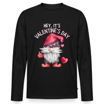 Saint-Valentin, Gnome, Amour-Amour Gnome Nain, Cœurs - T-shirt manches longues Premium bio Homme - noir - Devant - Nico (187cm)