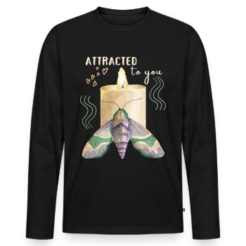 Valentine's Day Moth Candle Funny Love Saying - Men's Premium Organic Long Sleeve Shirt - black - Front - Nico (187cm)