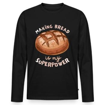 Brot backen, Spruch, Bäcker, Bäckerin - Männer Premium Bio Langarmshirt - Schwarz - Vorne - Nico (187cm)