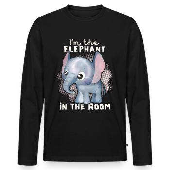Bébé éléphant, drôle de dicton Elephant-In-The-Room - T-shirt manches longues Premium bio Homme - noir - Devant - Nico (187cm)