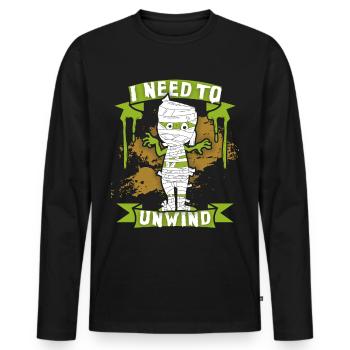 Momie comique, momie de dessin animé, drôle de dicton - T-shirt manches longues Premium bio Homme - noir - Devant - Nico (187cm)