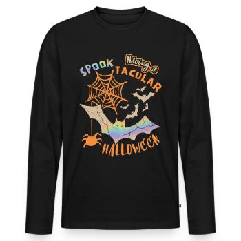 Halloween Spider, Bat, Funny Saying, Pun - Men's Premium Organic Long Sleeve Shirt - black - Front - Nico (187cm)