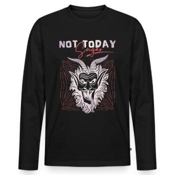 Devil-Devil, funny saying Not-Today-Satan - Men's Premium Organic Long Sleeve Shirt - black - Front - Nico (187cm)