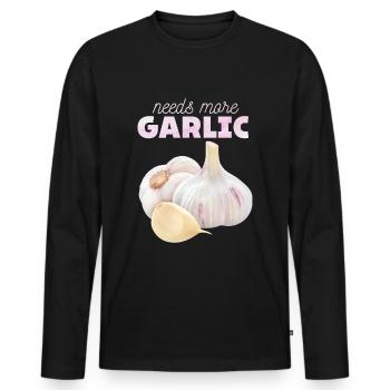 Ail, drôle de Spuch, Besoin de plus-d’ail - T-shirt manches longues Premium bio Homme - noir - Devant - Nico (187cm)