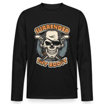 Laughing Pirate, Skull, Funny Skull - Men's Premium Organic Long Sleeve Shirt - black - Front - Nico (187cm)