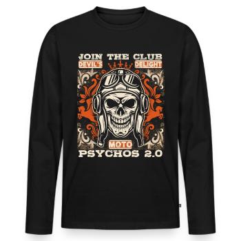 Laughing Skull Moto Motard Drôle de dicton - T-shirt manches longues Premium bio Homme - noir - Devant - Nico (187cm)