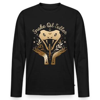 Snake, vendeur d’huile de serpent, disant - T-shirt manches longues Premium bio Homme - noir - Devant - Nico (187cm)