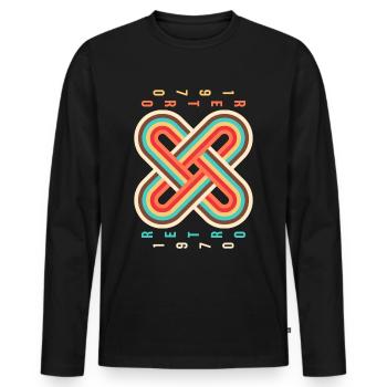 Retro-1970, Retro-70s, ornement abstrait - T-shirt manches longues Premium bio Homme - noir - Devant - Nico (187cm)