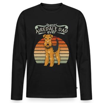 Airedale-Terrier Airedale-Dad lustiger Spruch Hund - Männer Premium Bio Langarmshirt - Schwarz - Vorne - Nico (187cm)