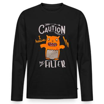 Sarcasm, funny saying with cat, hangover - Men's Premium Organic Long Sleeve Shirt - black - Front - Nico (187cm)
