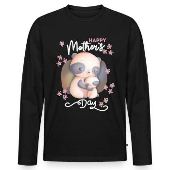Fête des mères Mama-Mami Maman Maman Drôle Panda Ours - T-shirt manches longues Premium bio Homme - noir - Devant - Nico (187cm)