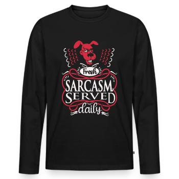 Dog, sarcasm, funny saying typography - Men's Premium Organic Long Sleeve Shirt - black - Front - Nico (187cm)