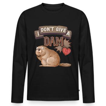Funny Beaver, Beaver Saying, Pun, Pun - Men's Premium Organic Long Sleeve Shirt - black - Front - Nico (187cm)