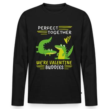 Valentine's Day, funny crocodiles, saying love-love - Men's Premium Organic Long Sleeve Shirt - black - Front - Nico (187cm)