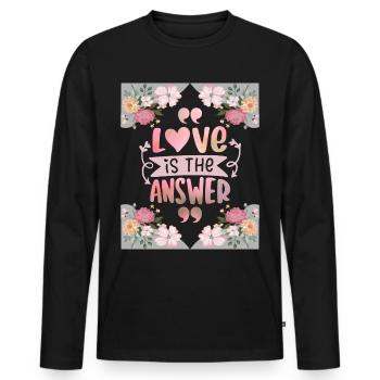 L’amour de la Saint-Valentin est la réponse, en disant, les fleurs - T-shirt manches longues Premium bio Homme - noir - Devant - Nico (187cm)