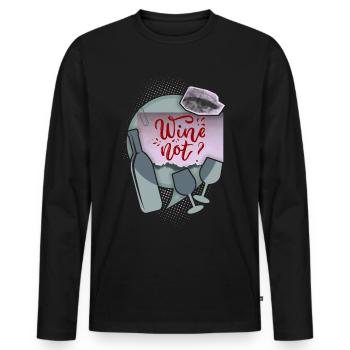 Funny saying for wine drinkers with wine bottle - Men's Premium Organic Long Sleeve Shirt - black - Front - Nico (187cm)