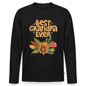 Grand-père, grand-père, grand-père disant, fête des pères - T-shirt manches longues Premium bio Homme - noir - Devant - Nico (187cm)