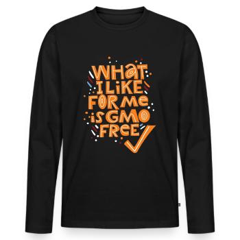 Lebensmittel ohne Gentechnik, GMO-Technik, Spruch - Männer Premium Bio Langarmshirt - Schwarz - Vorne - Nico (187cm)