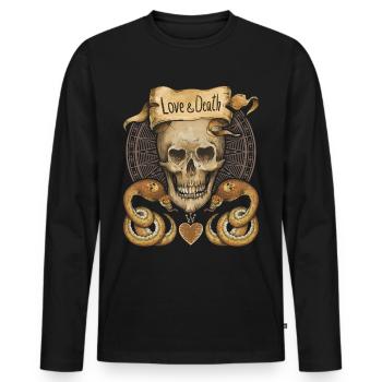 Crâne, serpents, amour et mort, dire - T-shirt manches longues Premium bio Homme - noir - Devant - Nico (187cm)