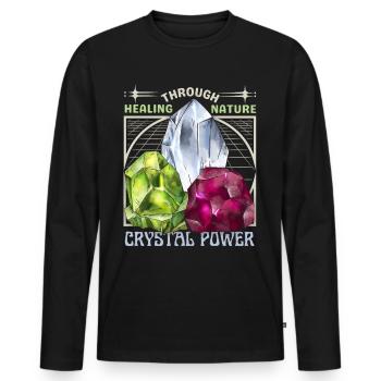 Healing Crystals, Esoteric, Crystal Power - Men's Premium Organic Long Sleeve Shirt - black - Front - Nico (187cm)