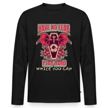 Sarg Fledermaus-Flügel Tod, Have-No-Fear-Play-Hard - Männer Premium Bio Langarmshirt - Schwarz - Vorne - Nico (187cm)