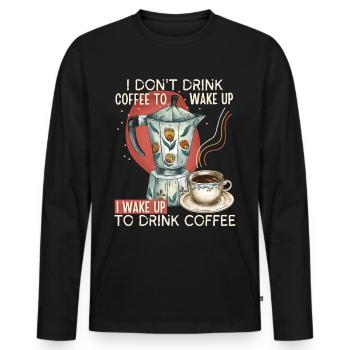 Moka, tasse de café, dicton pour les buveurs de café - T-shirt manches longues Premium bio Homme - noir - Devant - Nico (187cm)