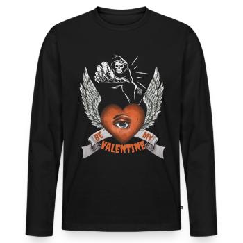 Horror Skelett Valentinstag Totenkopf-Herz, Spruch - Männer Premium Bio Langarmshirt - Schwarz - Vorne - Nico (187cm)